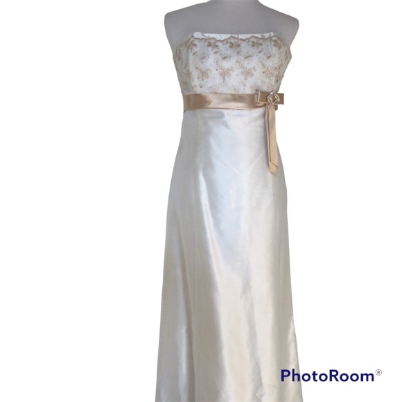 Vintage Jessica McClintock Gunne Sax Gown Ivory Gold Bird In The Chimney 11 - Picture 1 of 15